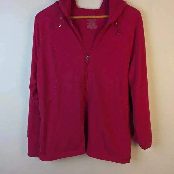 Danskin Now Hot Pink Zip Up Hooded Jacket - 10 - Picture 1 of 3